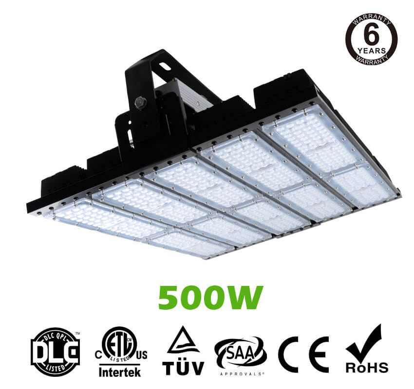 500W LED Flat High Bay Light 62500 Lumen Equivalent 2000W HID/Metal Halide Light